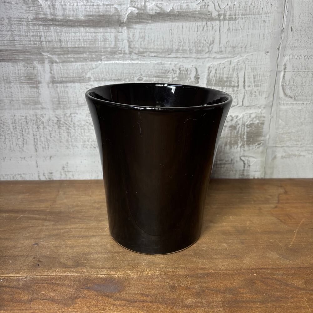 Black Glazed Clay Pot Planter